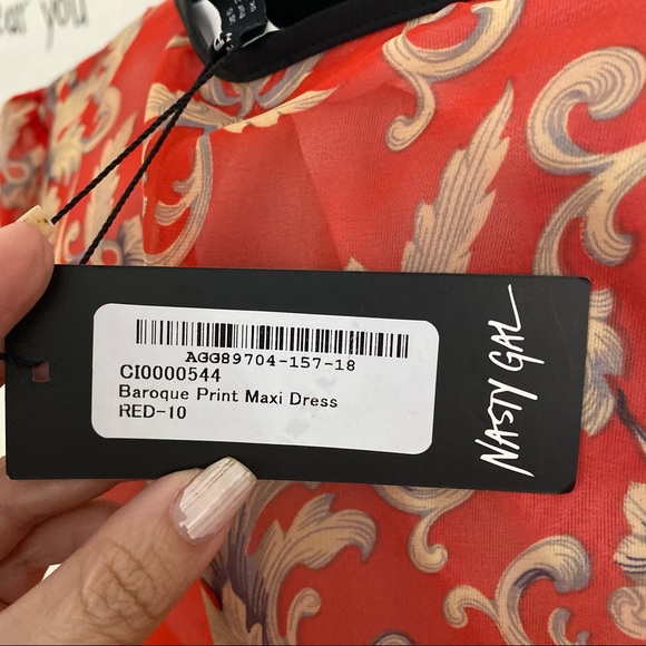 Nasty Gal Baroque Red Long Maxy Chiffon Dress - Picture 10 of 13